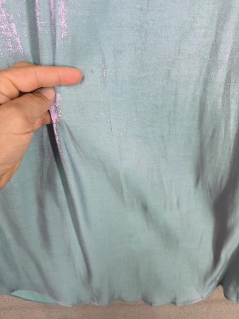 Boohoo Aqua Button-Front Midi Dress with Lavender Sheen - Picture 8 of 8